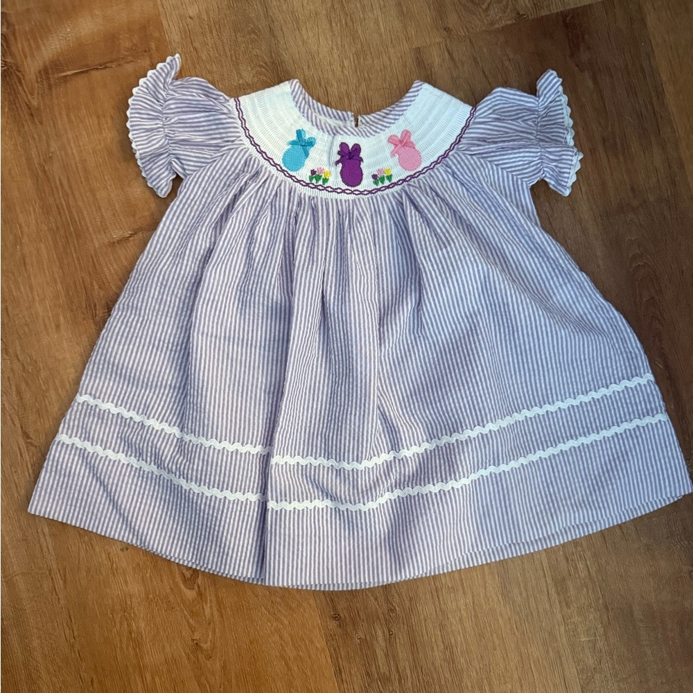 Smocked Easter dress with peeps